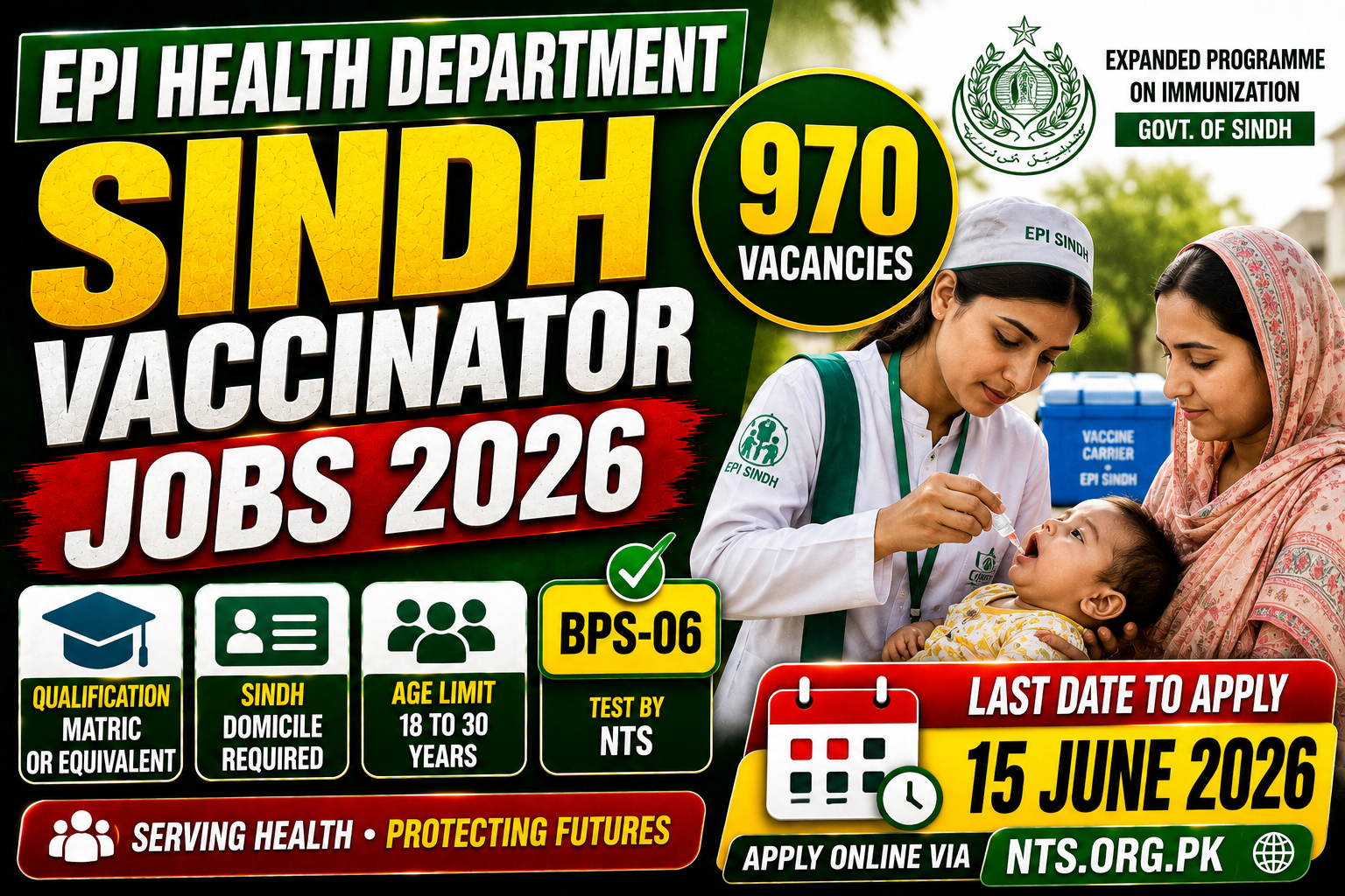 Vaccinator job recruitment for Sindh