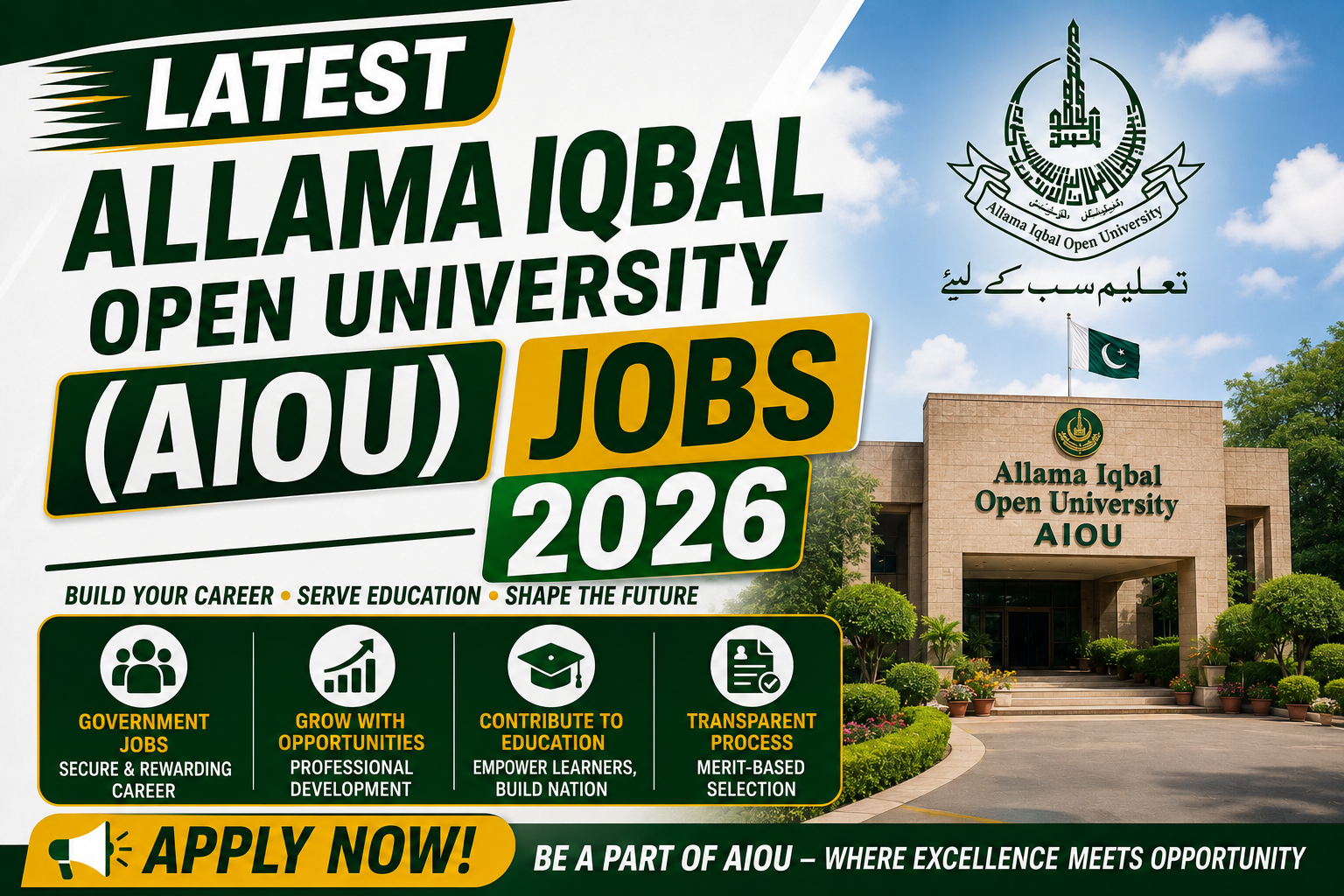 Latest Allama Iqbal Open University (AIOU) Jobs 2026
