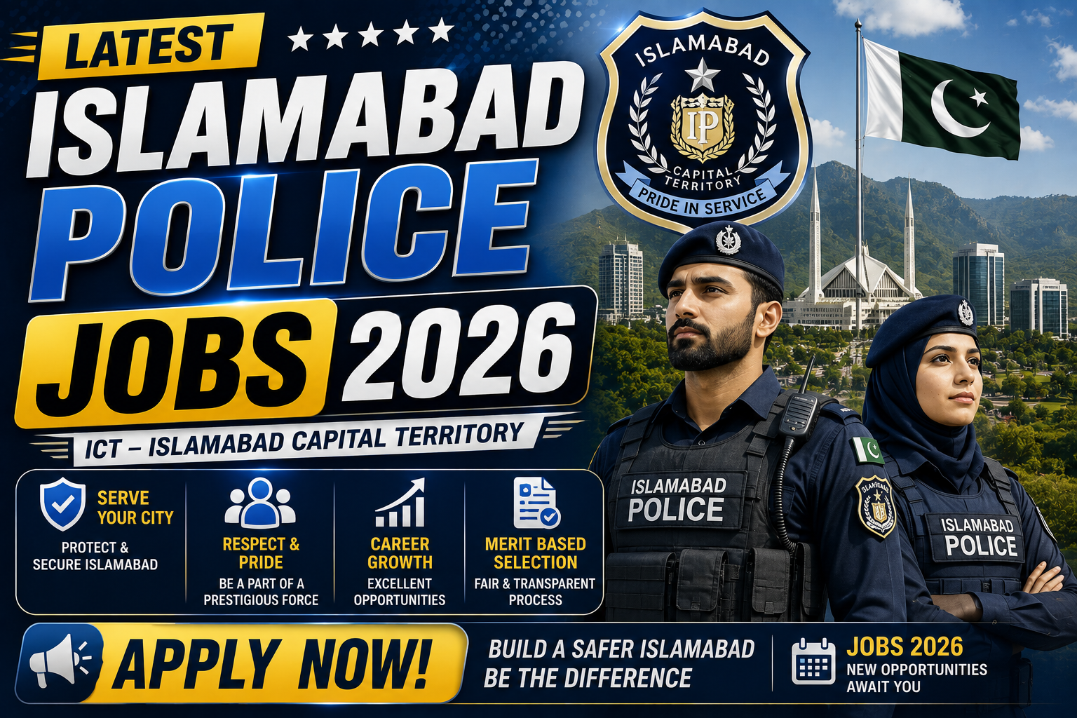 Islamabad Capital Territory Police 2026 recruitment notice listing Sub Inspector, ASI and Constable vacancies
